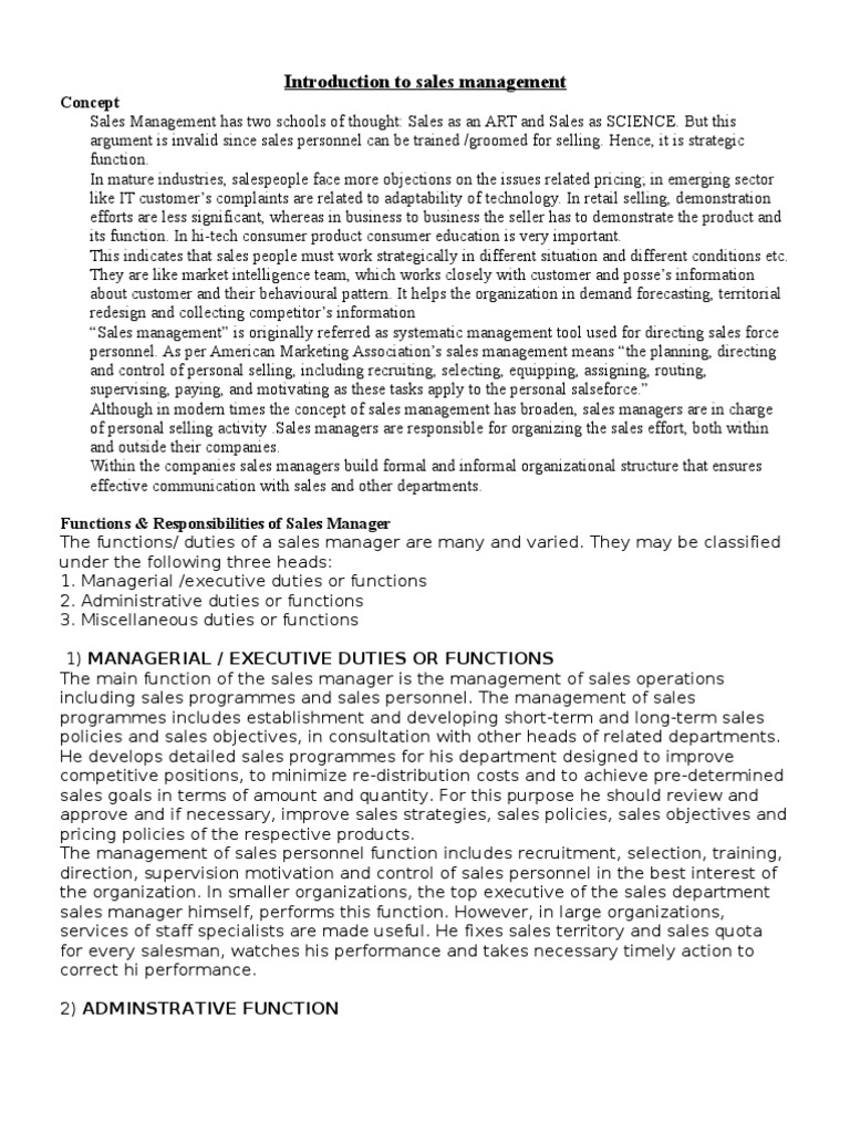 Overview of Sales Management Functions | PDF | Sales | Marketing