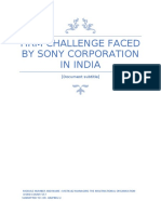 HRM Challenge Faced by Sony Corporation in India: (Document Subtitle)