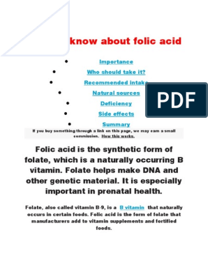 Реферат: Folic Acid Essay Research Paper FOLIC ACID