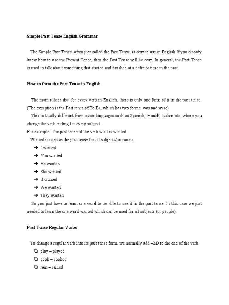 Simple Past Tense English Grammar - Ahmad Hadi - TKJ - 01 | PDF ...