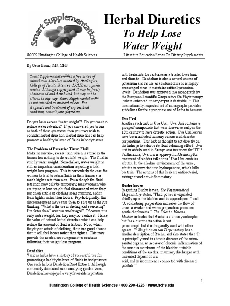 Herbal Diuretics To Help Lose Water Weight PDF Urinary Bladder