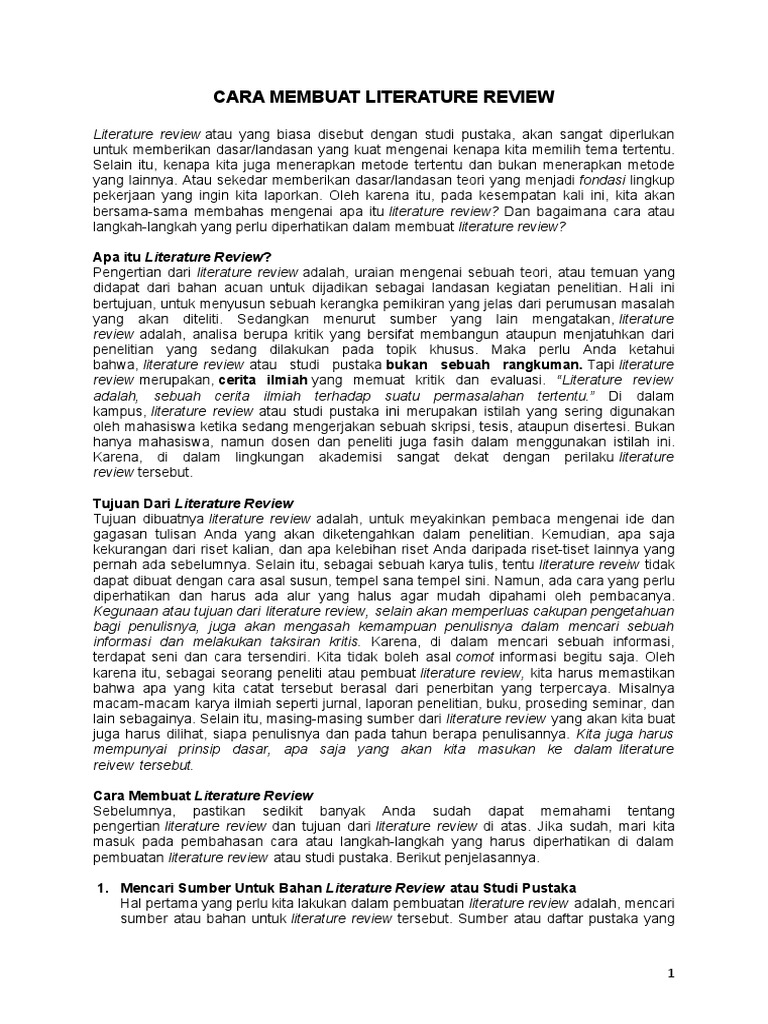 Cara Membuat Literature Review | Pdf