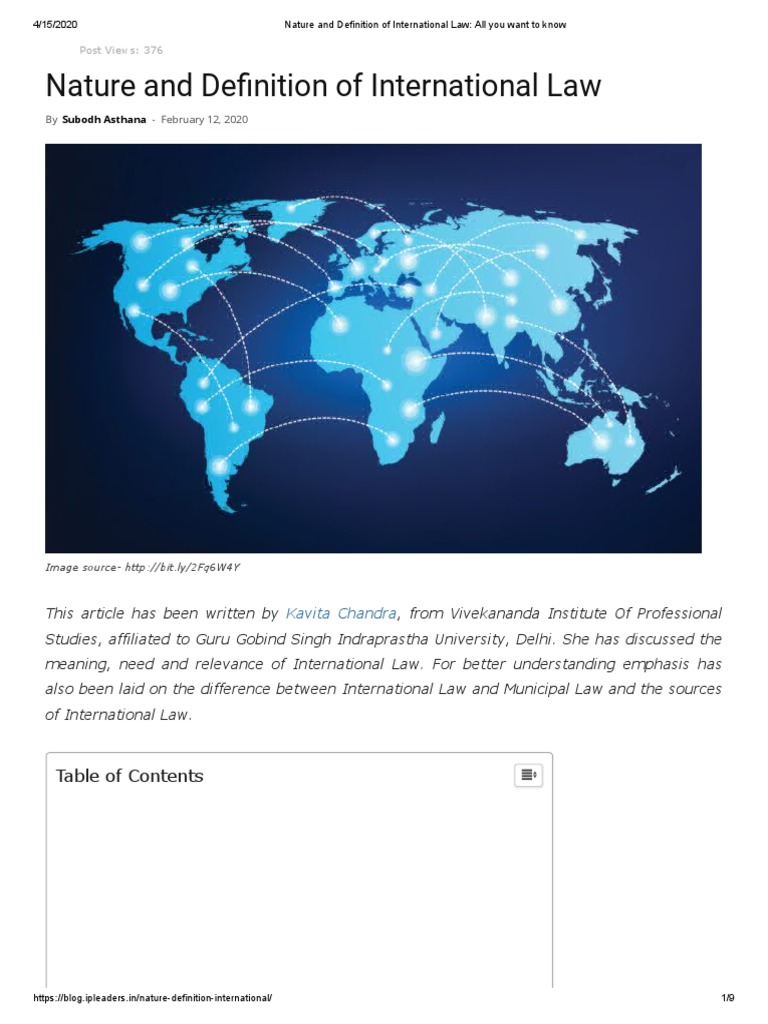 Nature and Definition of International Law All You Want To Know PDF
