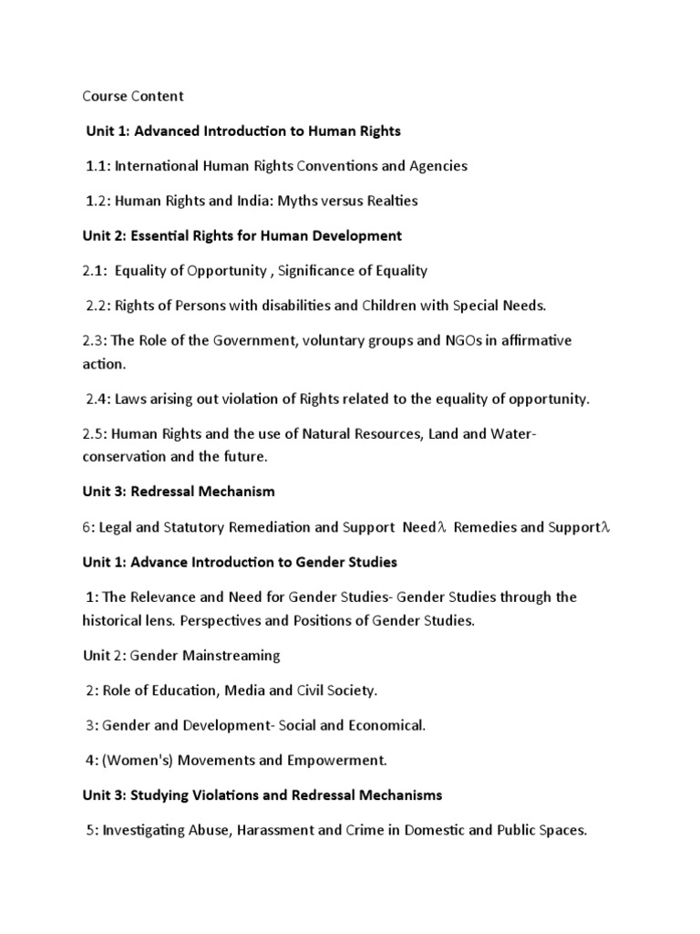 Human Rights and Gender Studies Course | PDF | Social Science