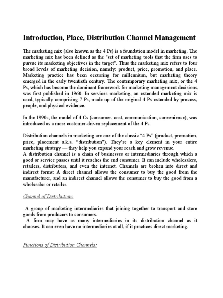 Channels of Distribution PDF | PDF | Logistics | Retail
