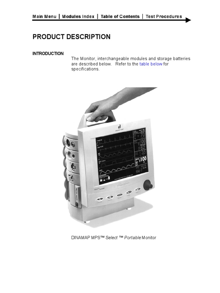 Critikon Dinamap MPS - Product Description PDF | PDF | Monitoring ...