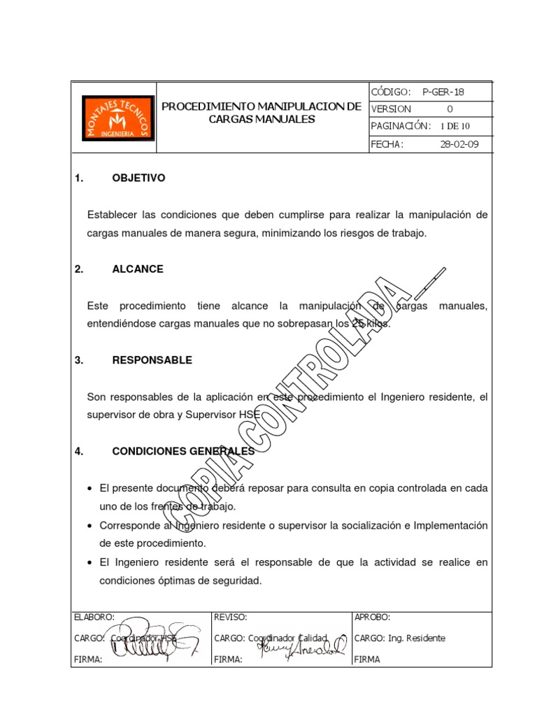 Manejo Seguro de Cargas Manuales | PDF | Factores humanos y ergonomía