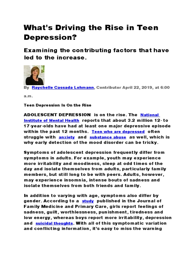 View of What's Driving The Rise in Teen Depression?: Examining The Contributing ...