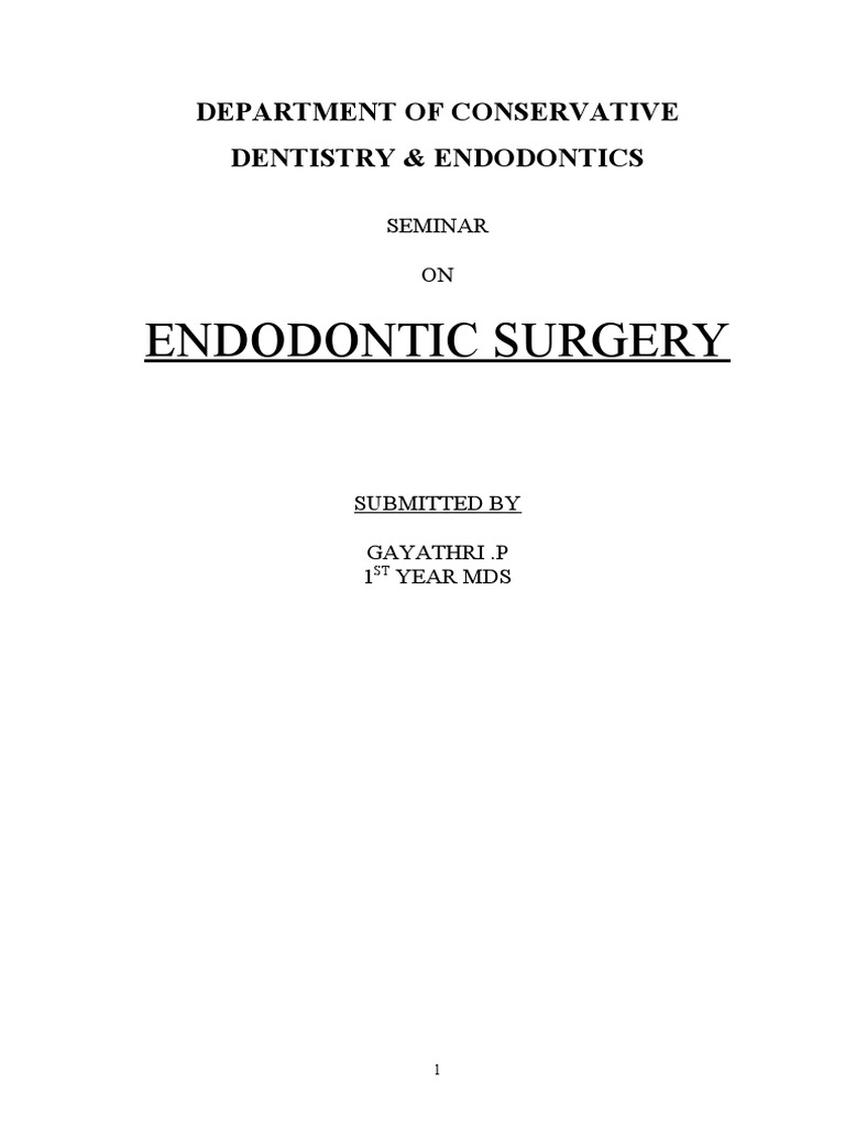 Endodontic SurgerySeminar PDF Periodontology Surgery