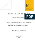 Facultad de Negocios: Planeamiento Estrategico de La Empresa "PERU PRINT HORIZON S.A.C" - 2018-2023