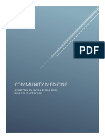 Community Medicine: Submitted By: Syeda Rubab Zehra Roll No: 38 (4Th Year)