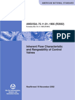 ANSI-ISA 75.11.01 (1985) (R2002) Inherent Flow Characteristic and Rangeability of Control Valves