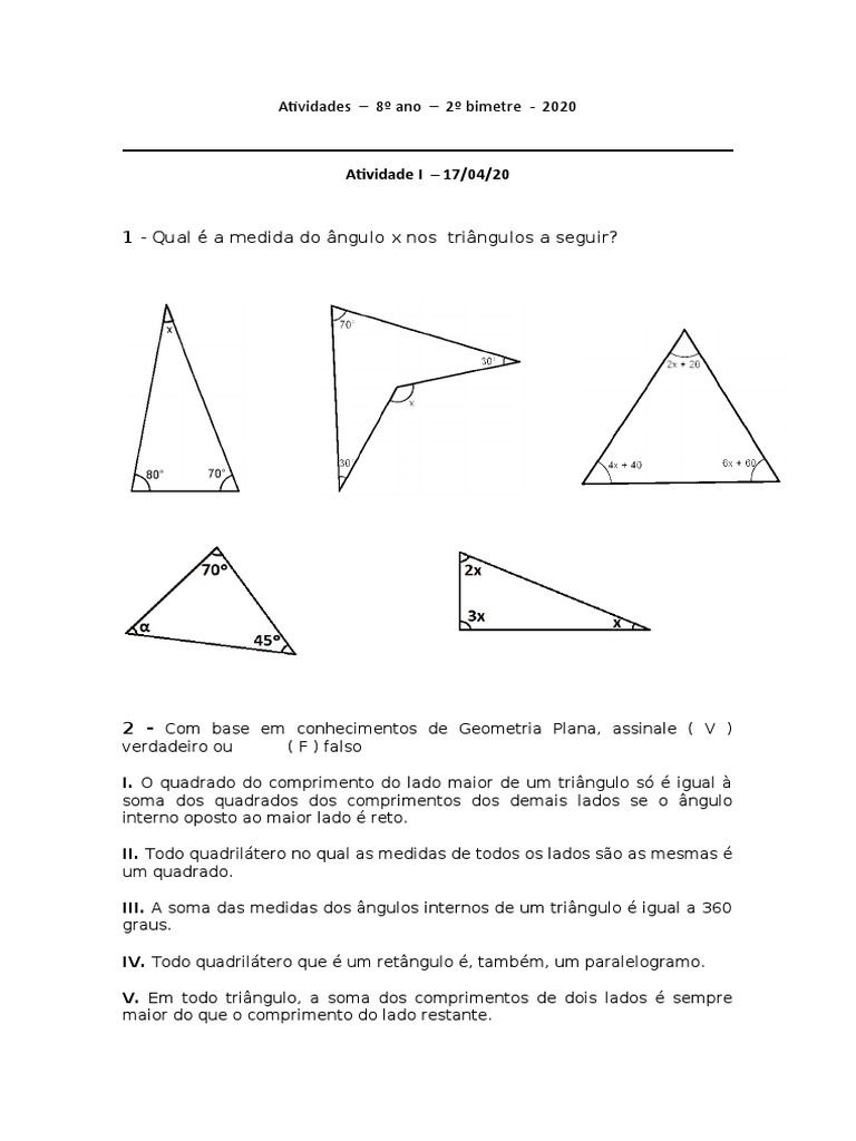 SOMA DOS ÂNGULOS INTERNOS DE UM TRIANGULO - EXERCÍCIO GEOMETRIA