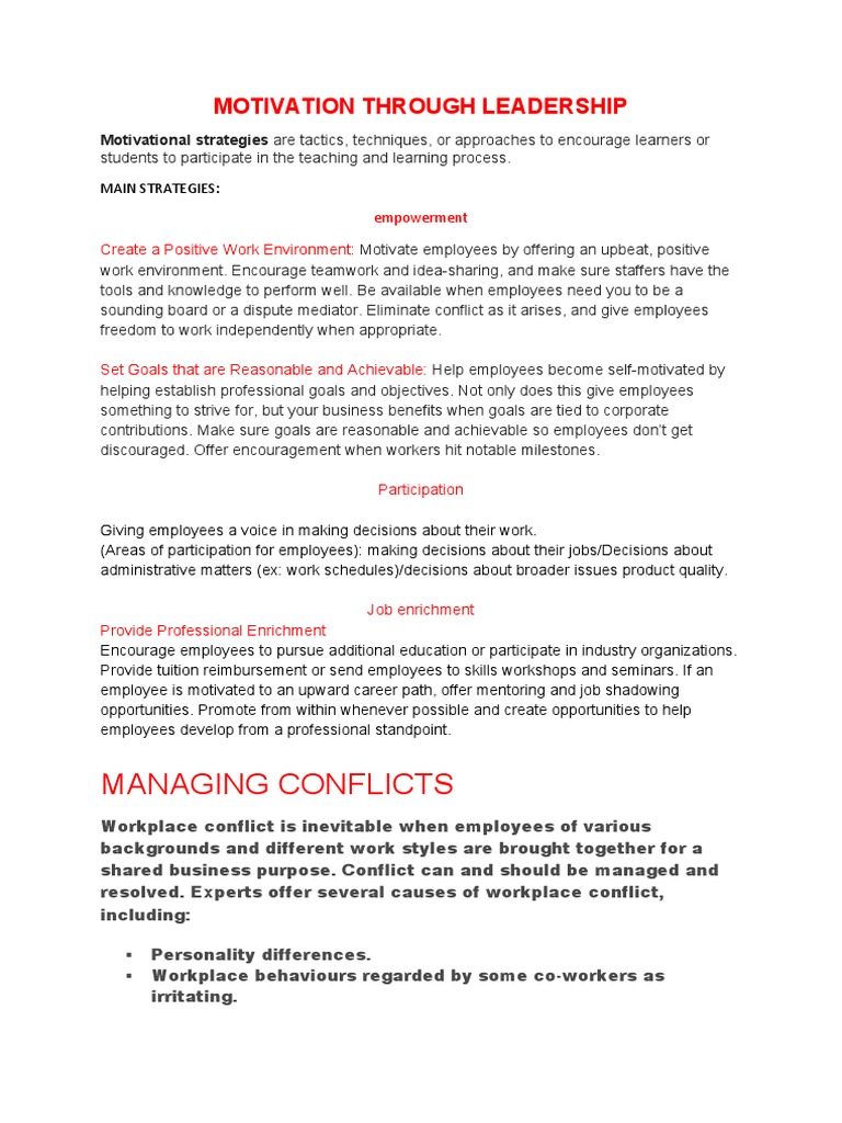Effective Leadership Motivation Strategies | PDF | Employment | Motivation