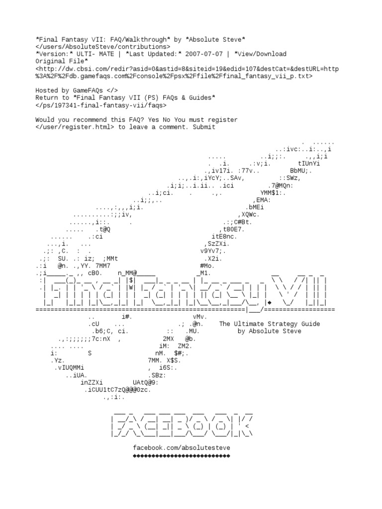 gamefaqs-final-fantasy-vii-ps-faq-walkthrough-by-absolute-steve-pdf-menu-computing