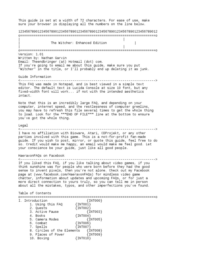GameFAQs The Witcher (PC) FAQ - Walkthrough by Haeravon | PDF | Leisure