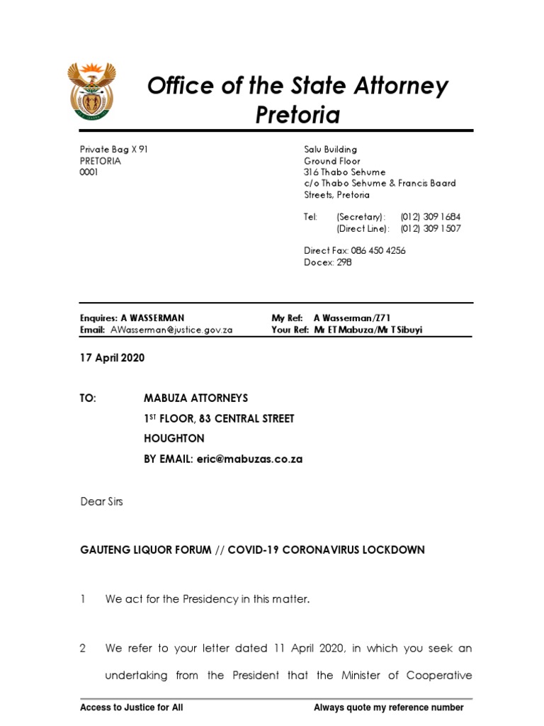 Letter Mabuza Attorneys 17 April 2020.PDF.pdf South Africa Poverty Free 30day Trial Scribd