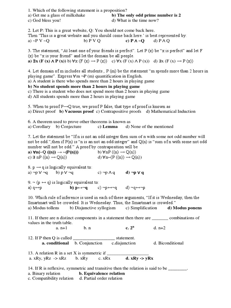 Dm Important Questions 1 Mathematical Proof Mathematical Logic