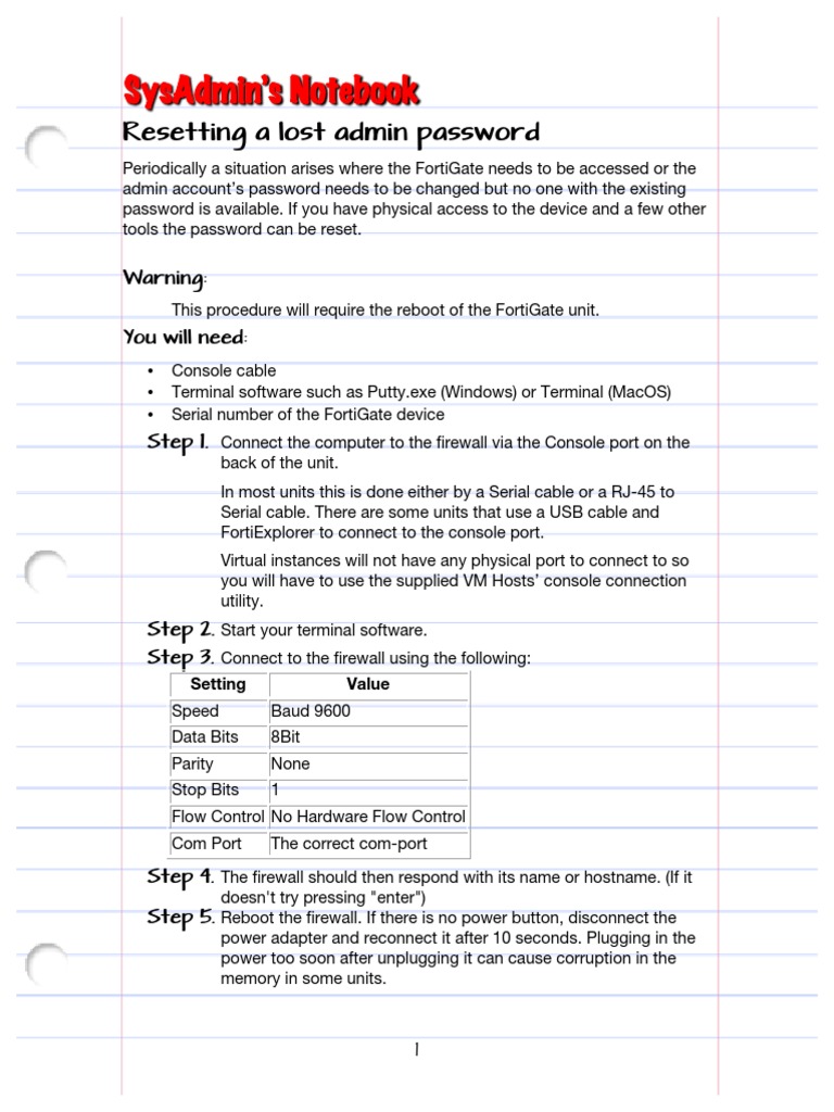 Reset FortiGate Admin Password Guide | PDF