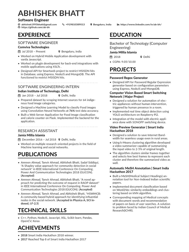 Software Engineer Abhishek Bhatt's Profile | PDF | Mobile App | Machine ...