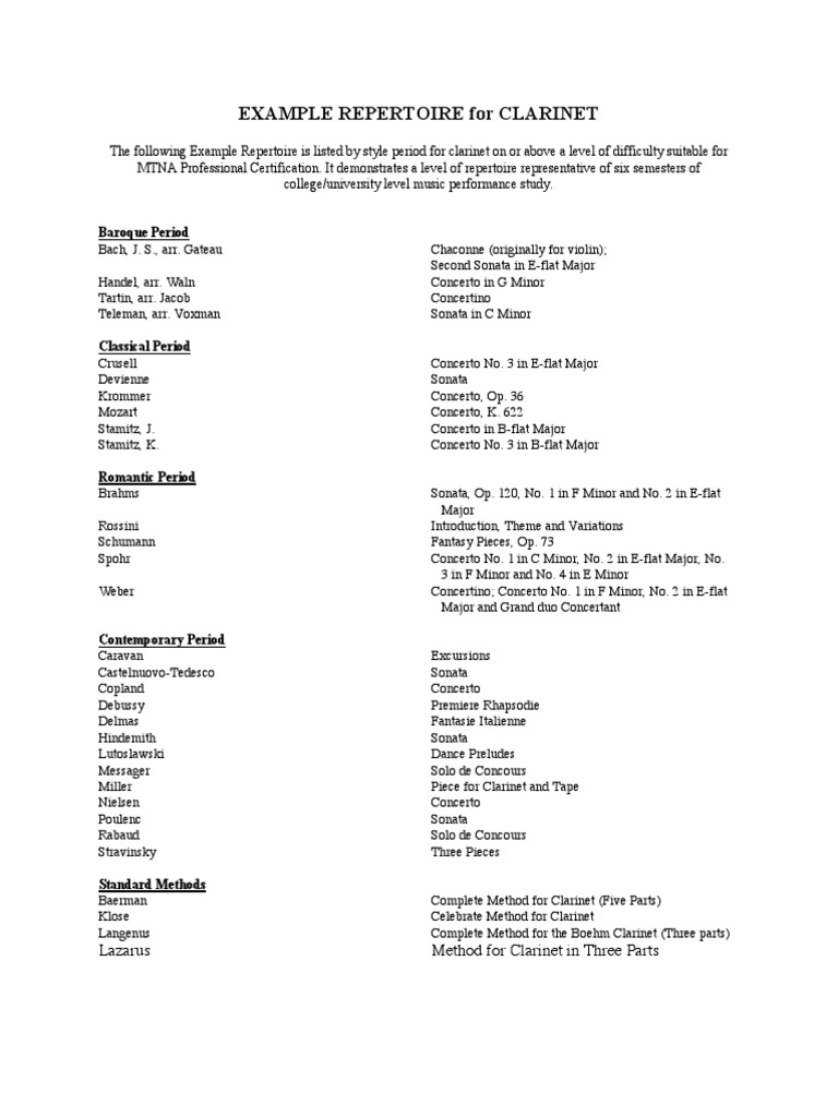 Repertoire PDF PDF Concerto