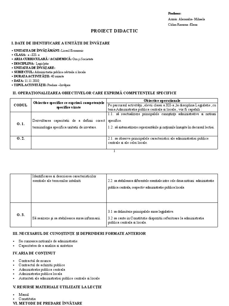Proiect Didactic - Completat | PDF