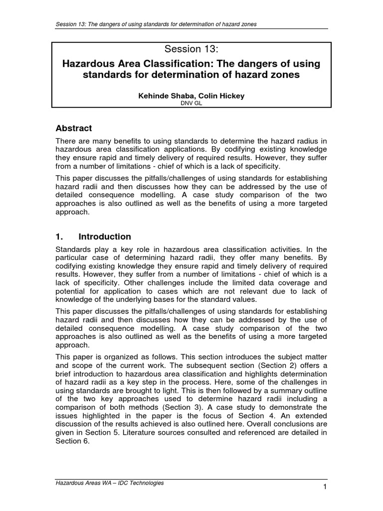 Hazardous Area Classification The Dangers of Using Standards For