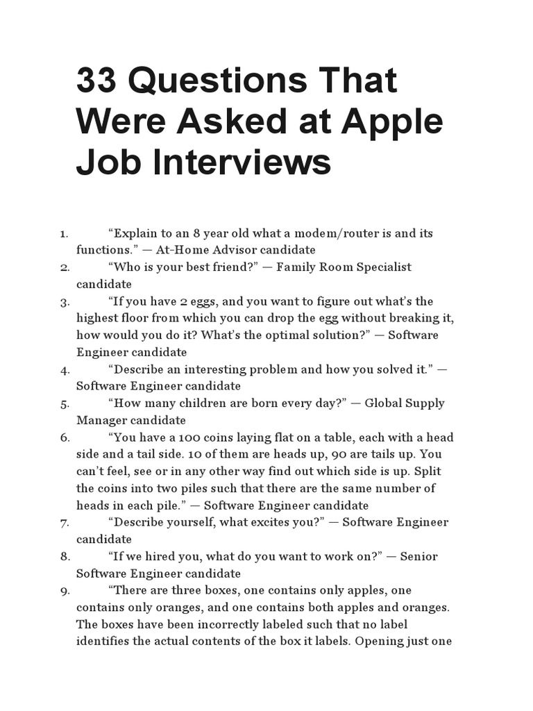 Apple Interview Questions Revealed | PDF | Apple Inc. | Job Interview