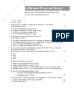 Worksheet on Work, Power and Energy Calculations