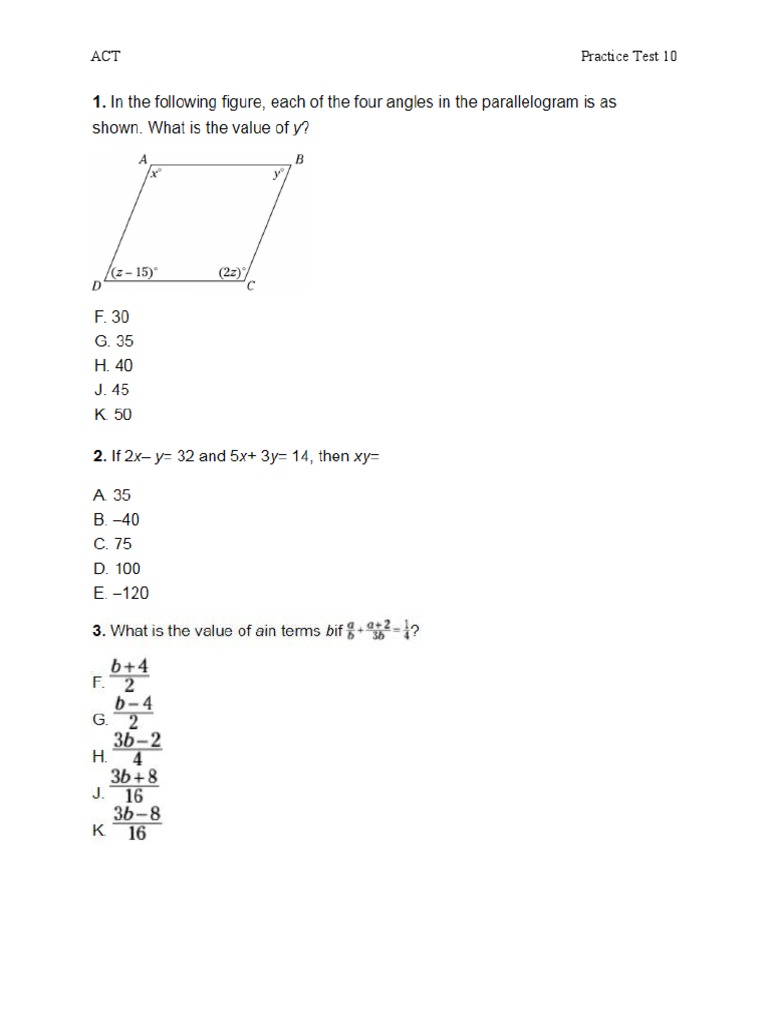 ACT Practice Test 10 | PDF