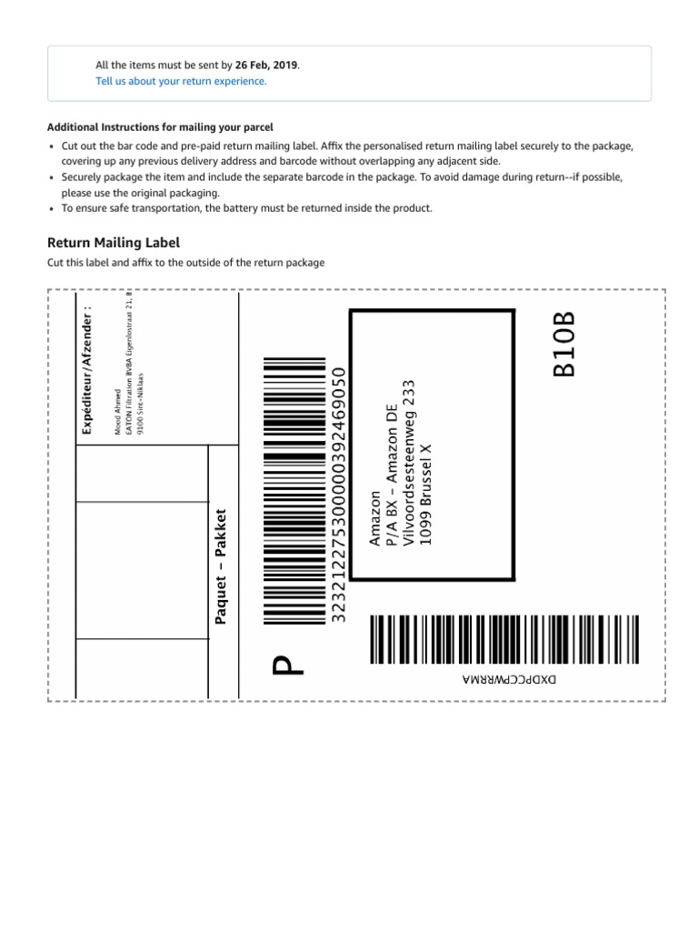 Amazon Return Instructions and Labels | PDF