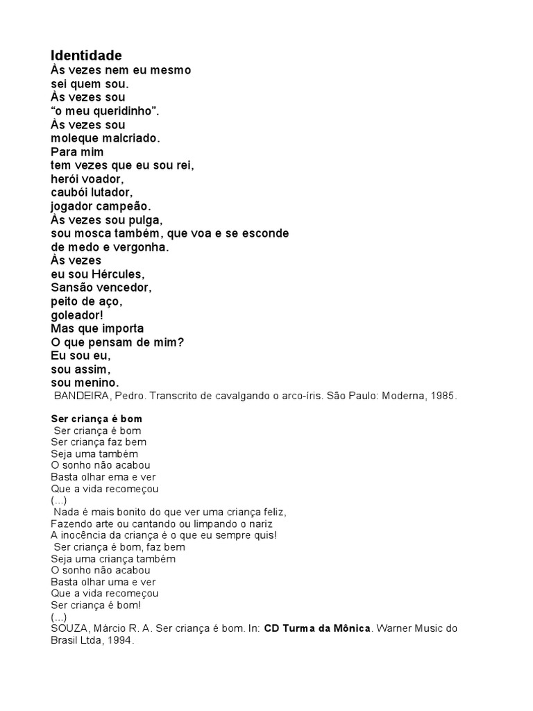 Identidade em Poemas de Pedro Bandeira | PDF