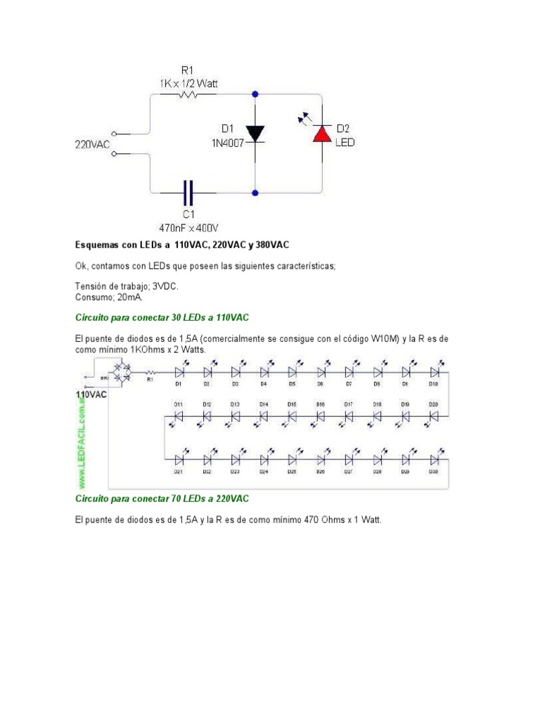 Esquemas Con LEDs A | PDF | Diodo emisor de luz | Diodo