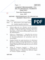 Management Programme / P.G. Diploma in Financial Markets Practice Term-End Examination June, 2017 Mfp-005: Professionals in Financial Market Practice