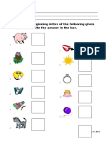 I. Write The Beginning Letter of The Following Given Pictures. Write The Answer in The Box