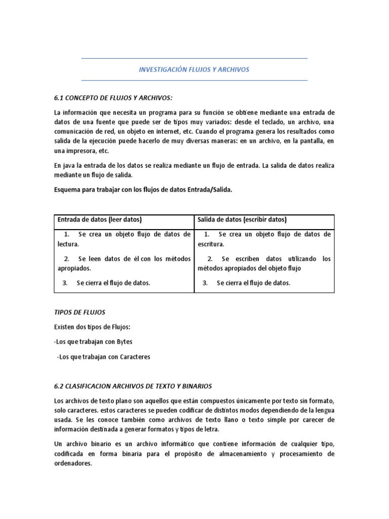 Flujos y Archivos en Programación Java | PDF | Archivo de computadora ...