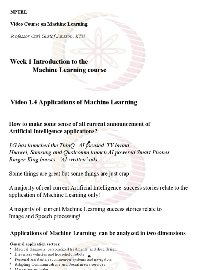 Applications of Machine Learning | PDF | Computer Vision | Machine Learning