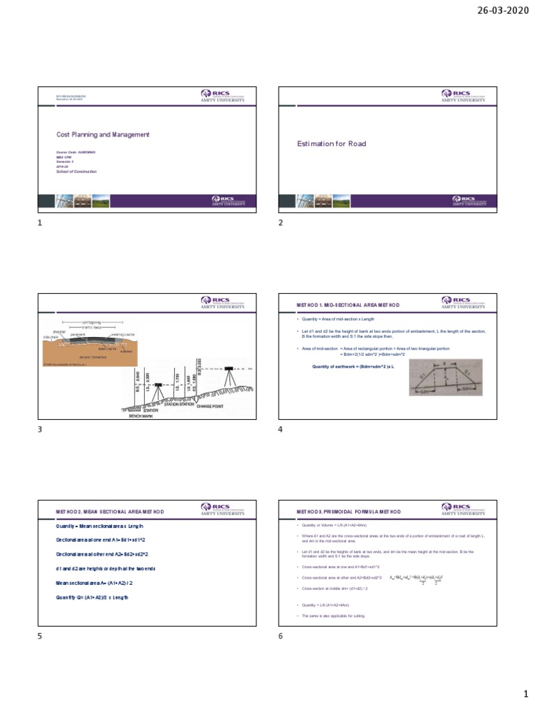 Earthwork Estimation for Road Construction | PDF | Area | Road