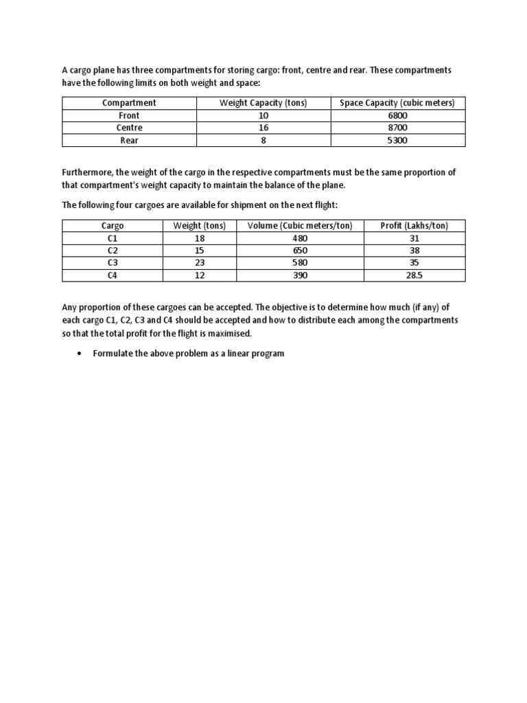 Cargo Optimization for Profit | PDF | Physical Quantities | Teaching ...