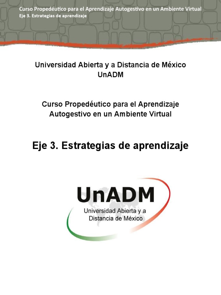 Eje 3. Estrategias de Aprendizaje | PDF | Habilidades de estudio ...