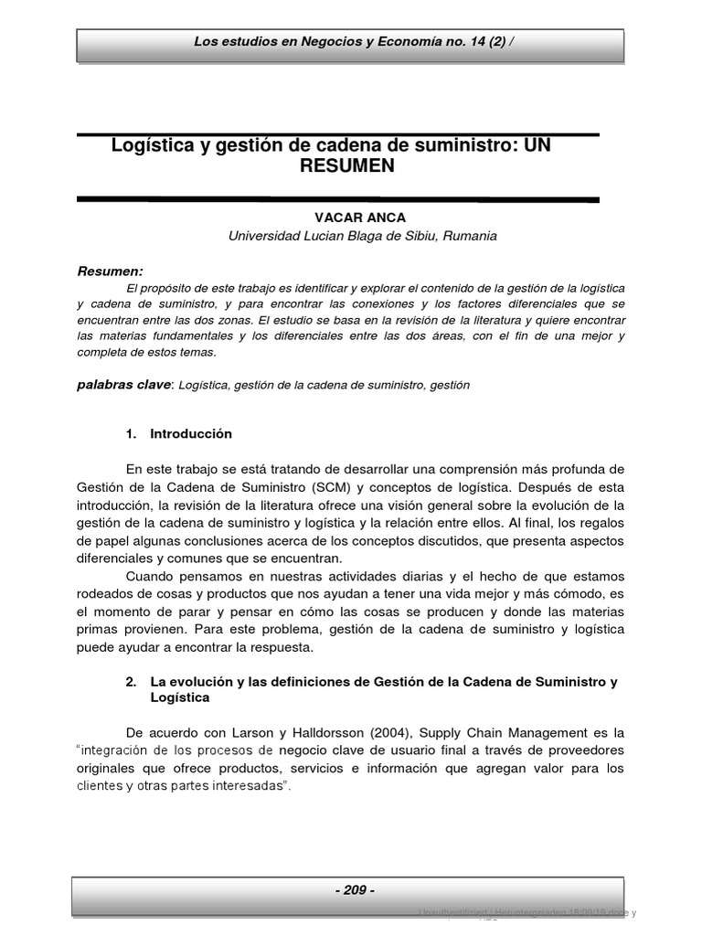 Logística y Gestión de la Cadena de Suministro | PDF | Logística ...