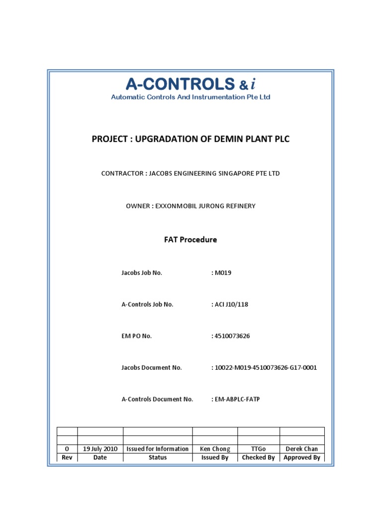 FAT Procedure CoverPage | PDF | Technology & Engineering