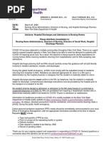 NYS Dept of Health Directive To Nursing Home Administrators Re COVID-19 Admissions