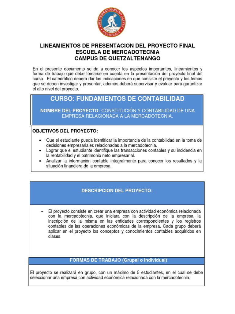 Proyecto Final de FUNDAMENTOS DE CONTABILIDAD 2020 | PDF | Contabilidad ...