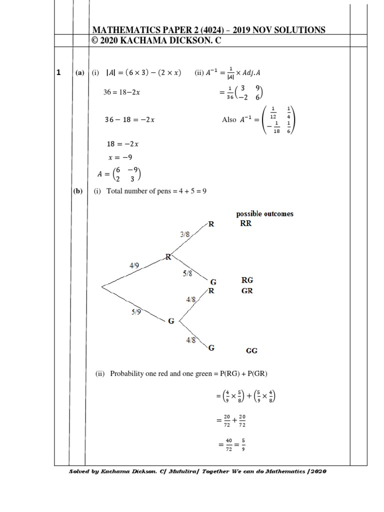 2019 Maths p2 Solutions | PDF | Algebra | Mathematical Objects