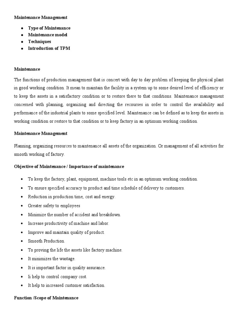 Comprehensive Guide to Maintenance Management | PDF | Business Process ...