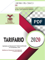 TUPA y Tarifario 2020 de la Universidad Andina del Cusco