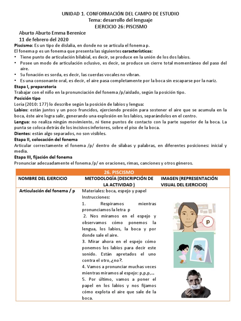 Ejercicio 26. Piscismo PDF Fon tica Semi tica