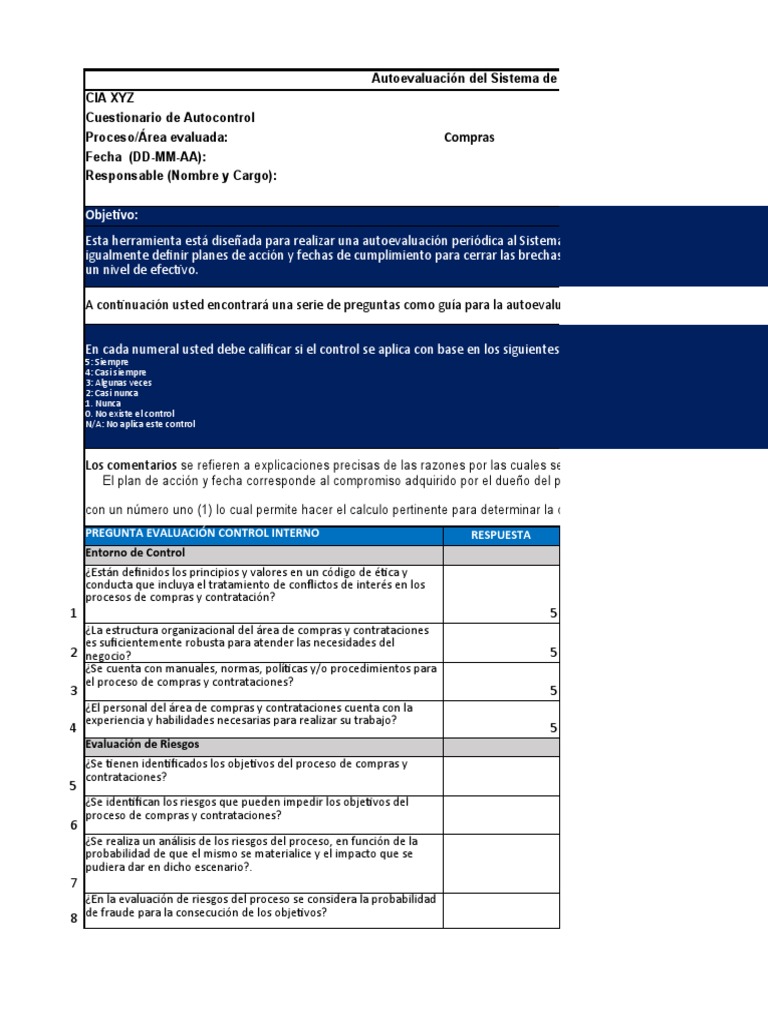 Autoevaluación del Control Interno en Compras | PDF | Auditoría ...