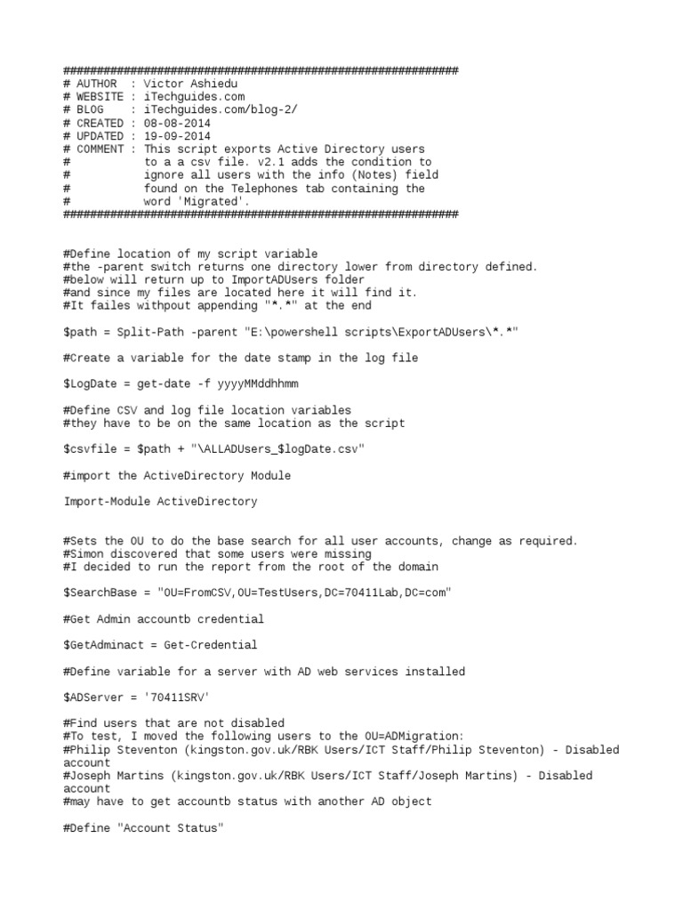 Export Active Directory Users to CSV | PDF | Directory (Computing ...
